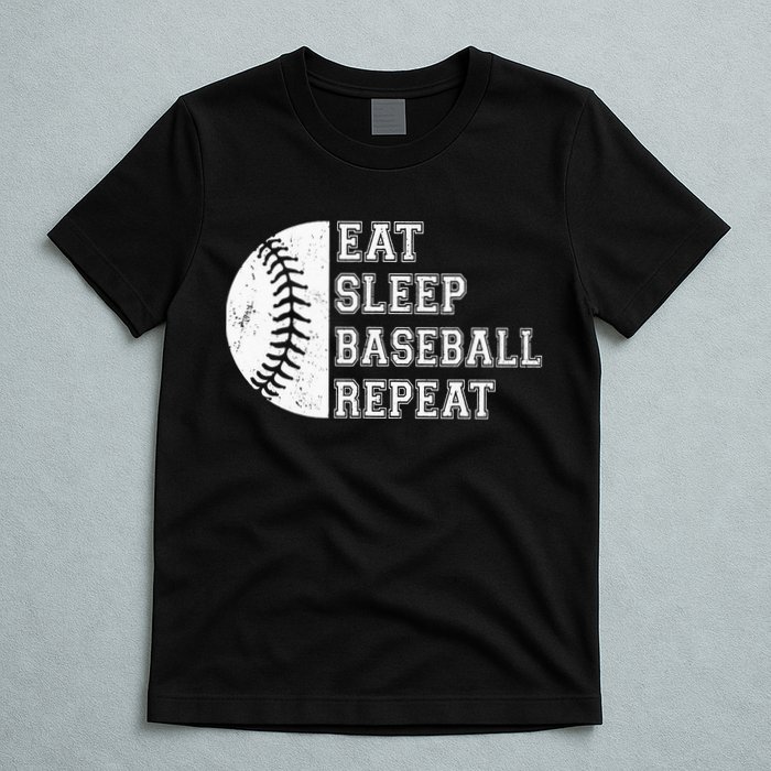 retro Eat Sleep Baseball Repeat Baseball Player T-Shirt