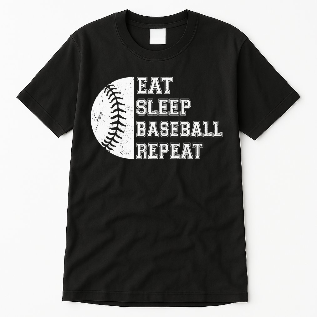 retro Eat Sleep Baseball Repeat Baseball Player Tall T-Shirt