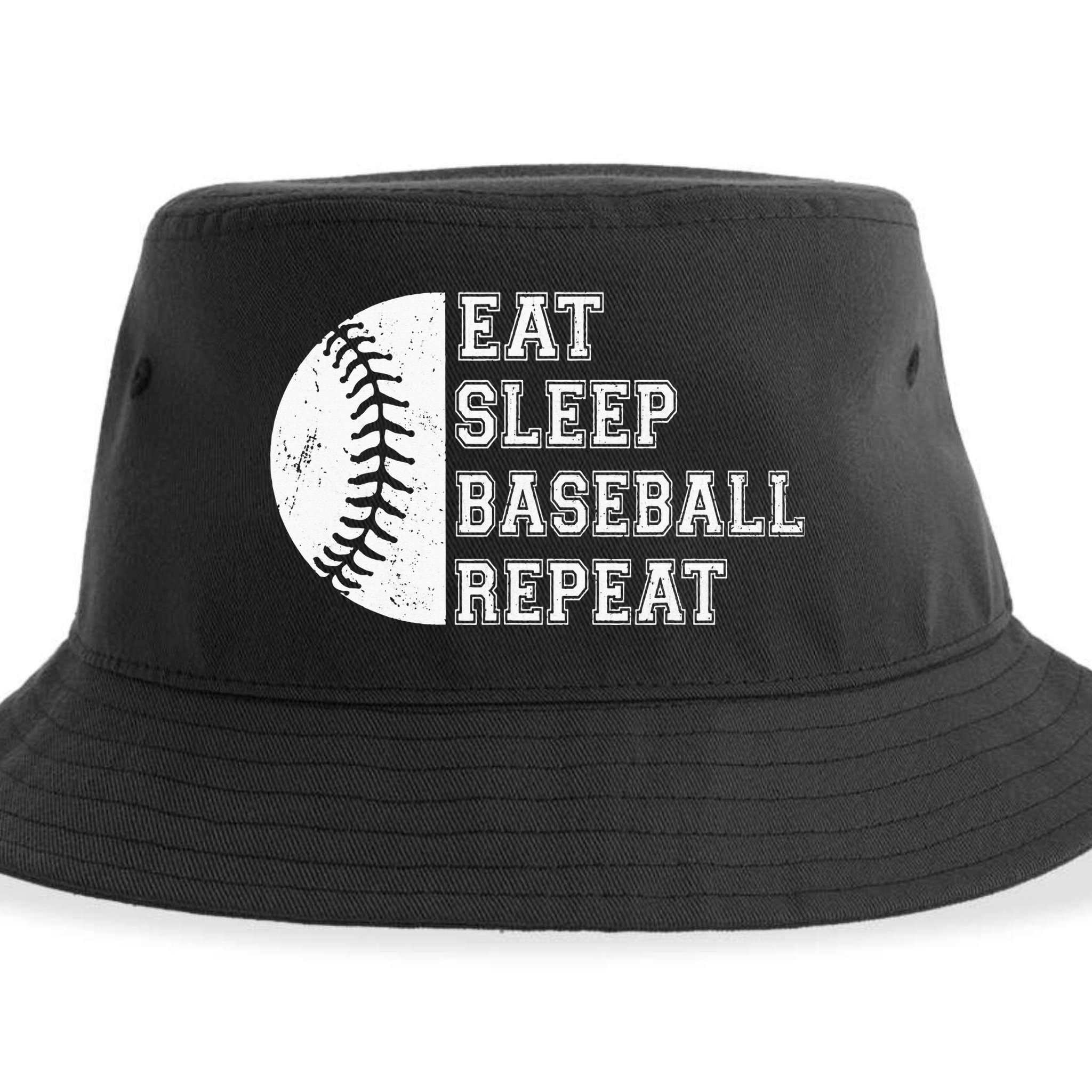 retro Eat Sleep Baseball Repeat Baseball Player Sustainable Bucket Hat