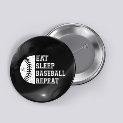 retro Eat Sleep Baseball Repeat Baseball Player Button
