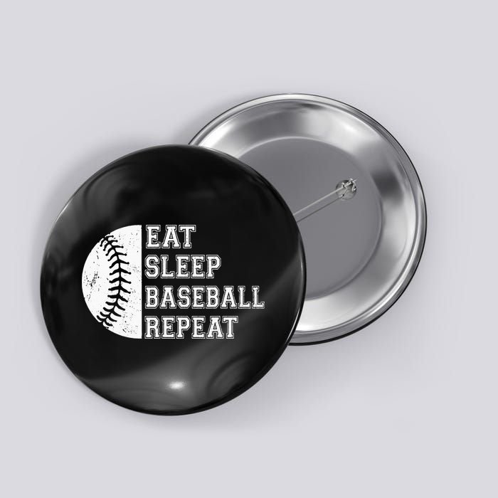 retro Eat Sleep Baseball Repeat Baseball Player Button
