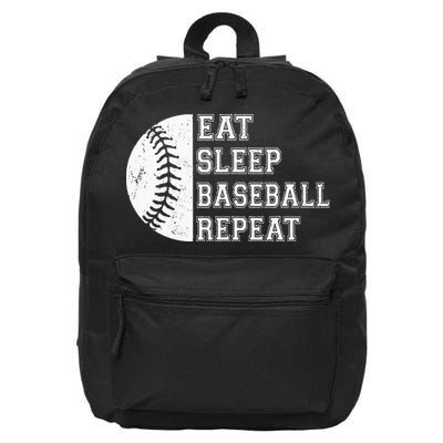 retro Eat Sleep Baseball Repeat Baseball Player 16 in Basic Backpack