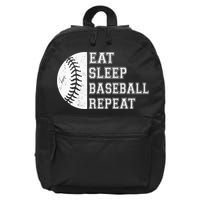 retro Eat Sleep Baseball Repeat Baseball Player 16 in Basic Backpack