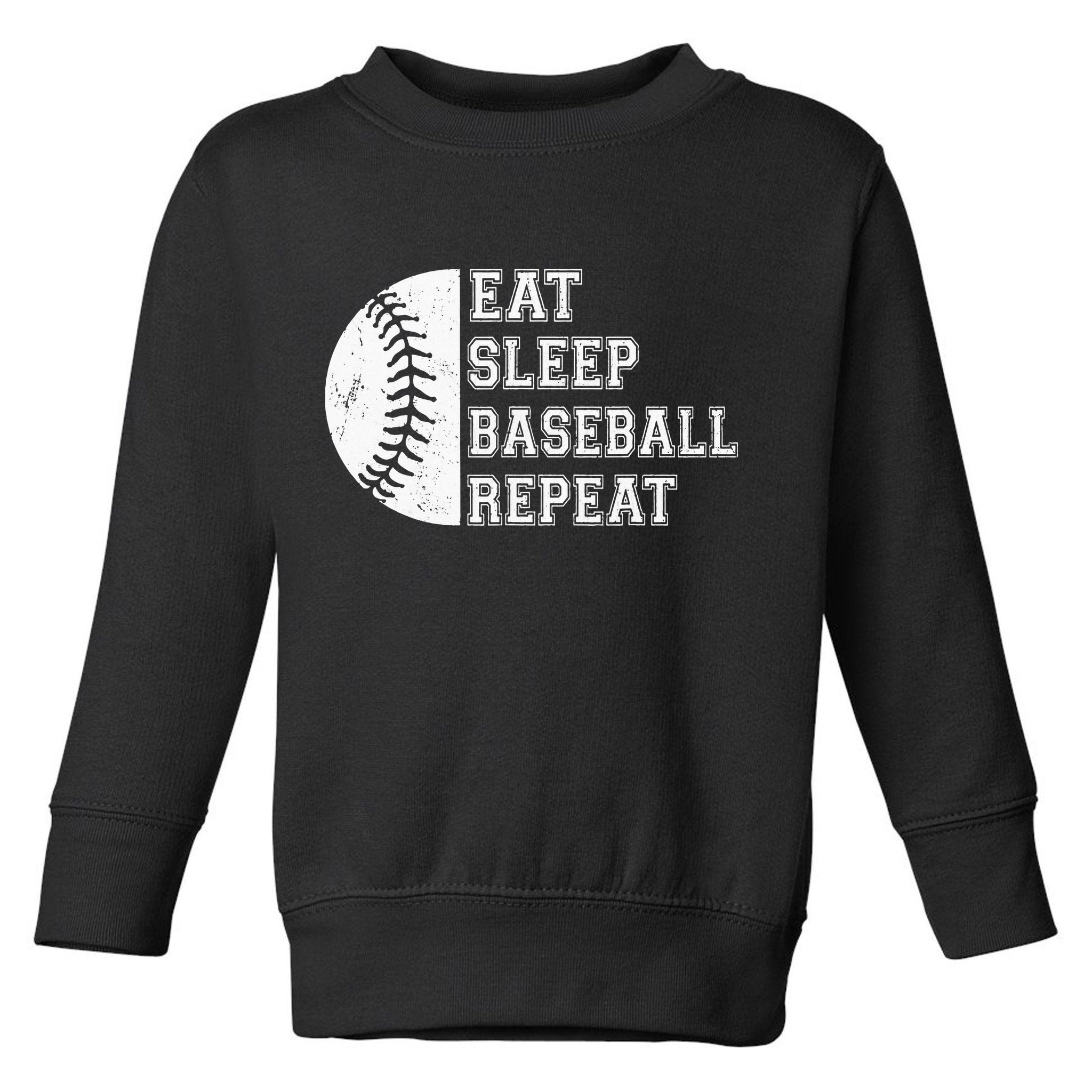 retro Eat Sleep Baseball Repeat Baseball Player Toddler Sweatshirt
