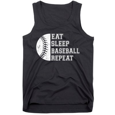 retro Eat Sleep Baseball Repeat Baseball Player Tank Top