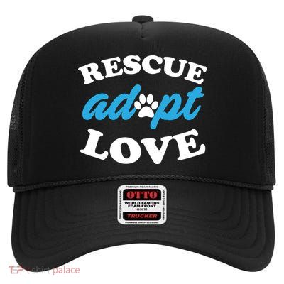 Rescue Adopt Love High Crown Mesh Back Trucker Hat