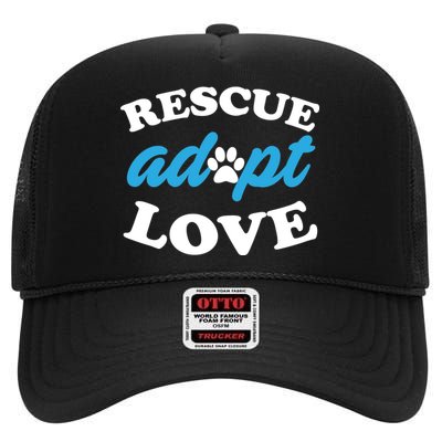 Rescue Adopt Love High Crown Mesh Back Trucker Hat