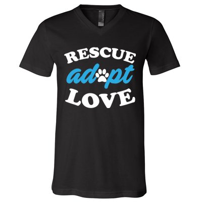 Rescue Adopt Love V-Neck T-Shirt