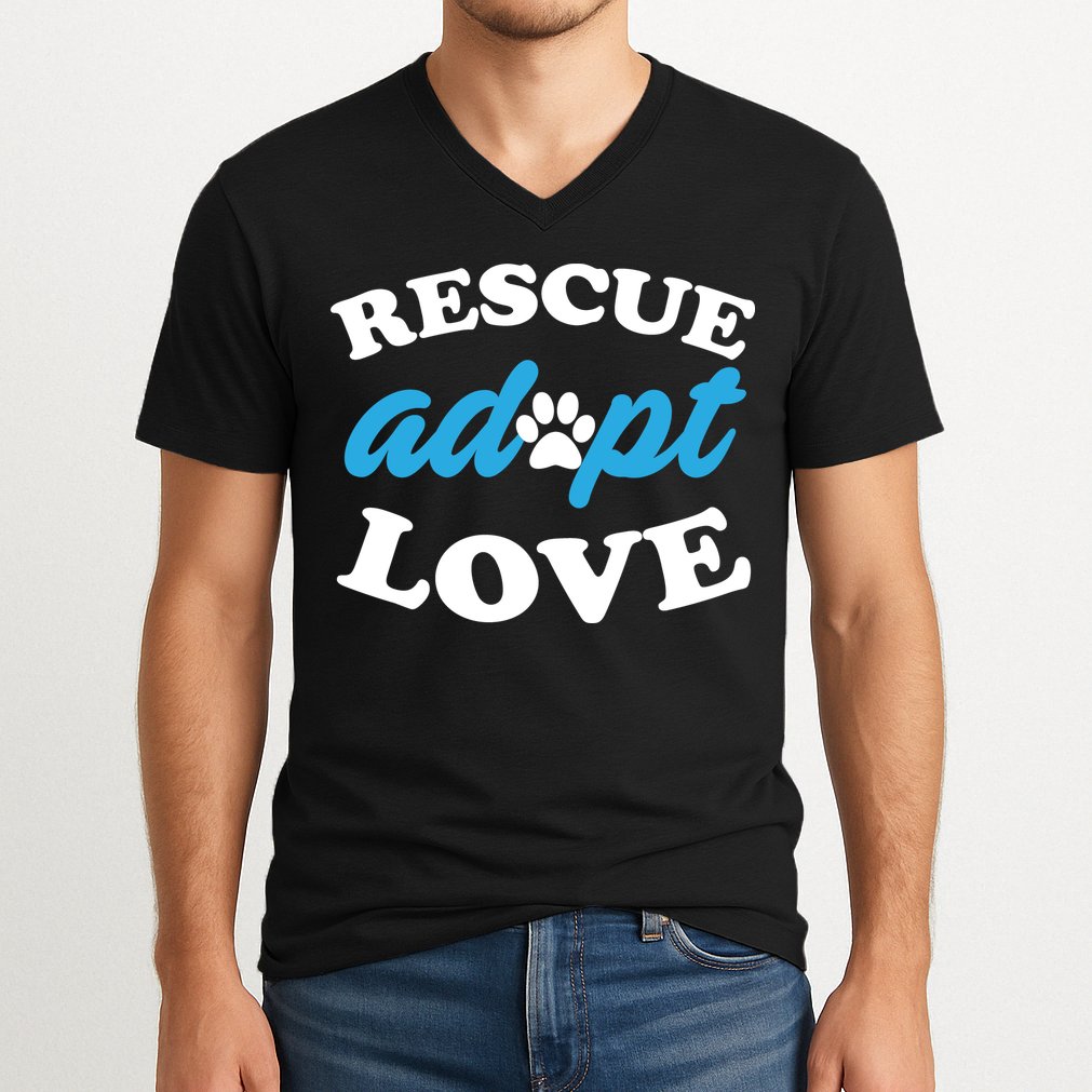 Rescue Adopt Love V-Neck T-Shirt