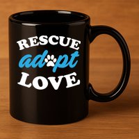 Rescue Adopt Love 11oz C Handle Ceramic Mug
