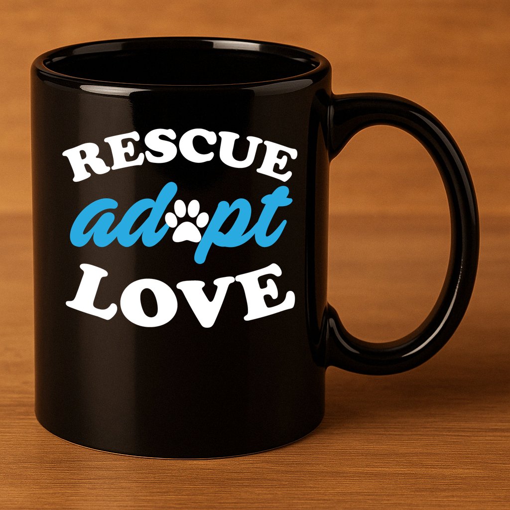 Rescue Adopt Love 11oz C Handle Ceramic Mug