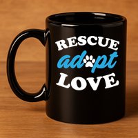 Rescue Adopt Love 11oz C Handle Ceramic Mug