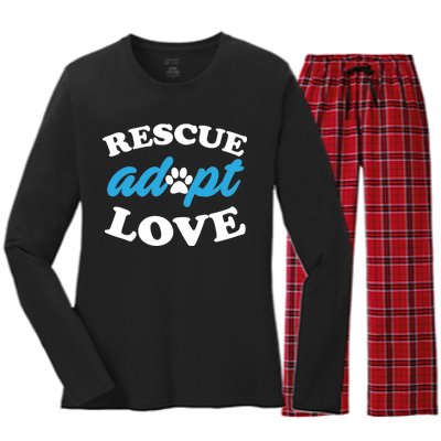 Rescue Adopt Love Women's Long Sleeve Flannel Pajama Set 