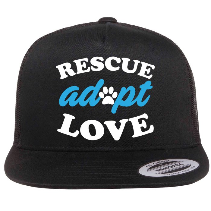 Rescue Adopt Love Flat Bill Trucker Hat