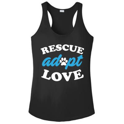 Rescue Adopt Love Ladies PosiCharge Competitor Racerback Tank