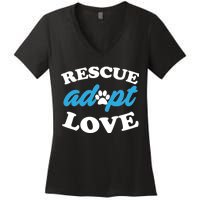 Rescue Adopt Love Women's V-Neck T-Shirt