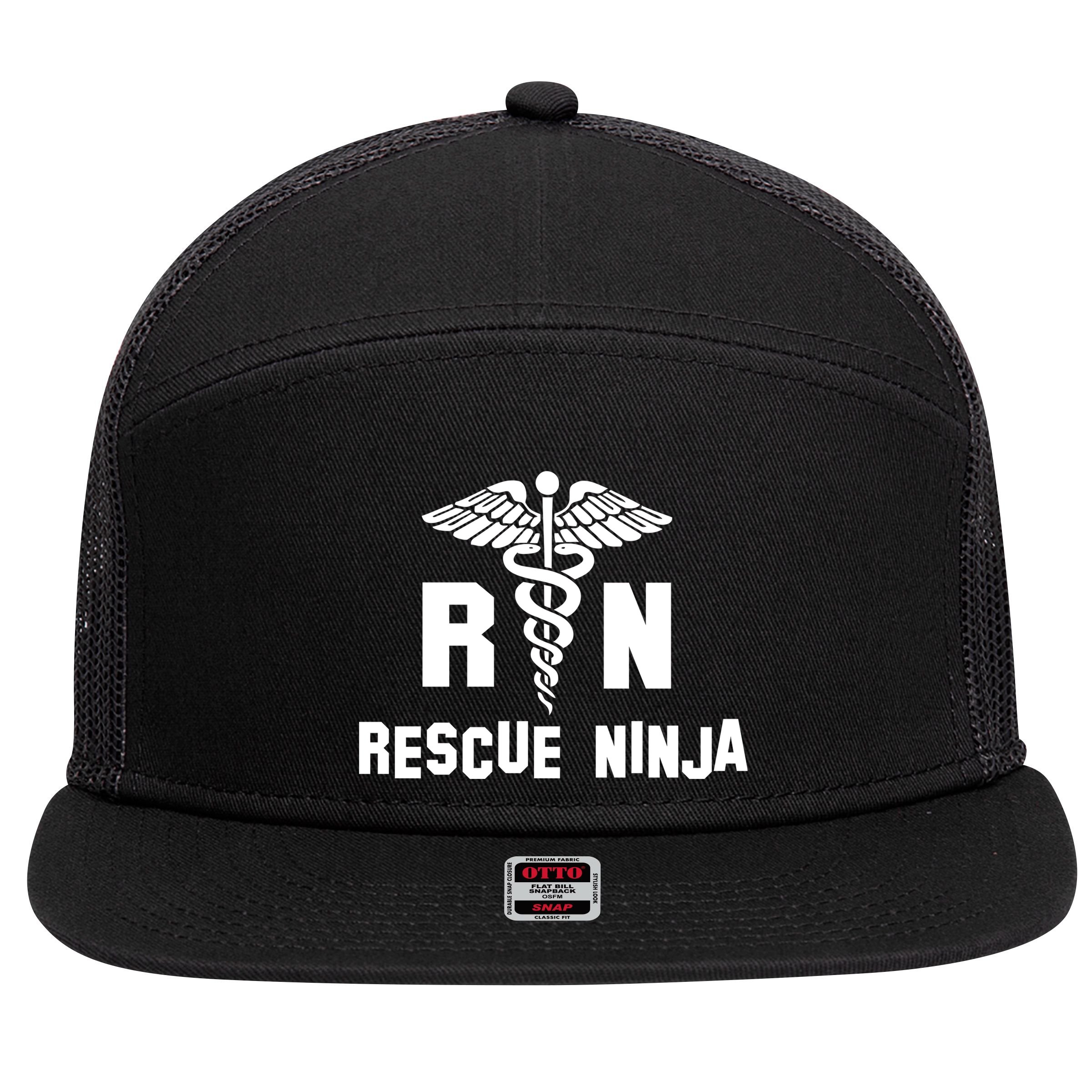 Rescue Ninja RN Nurse 7 Panel Mesh Trucker Snapback Hat