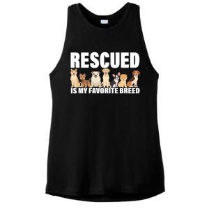 Rescued Is My Favorite Breed Ladies PosiCharge Tri-Blend Wicking Tank