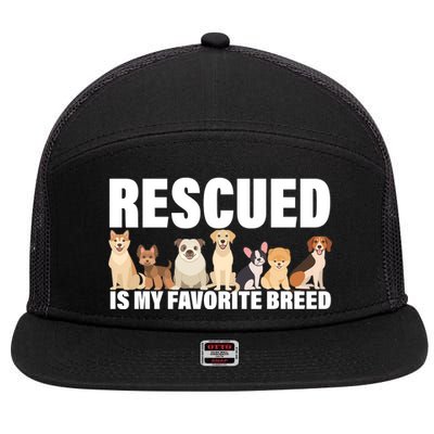 Rescued Is My Favorite Breed 7 Panel Mesh Trucker Snapback Hat