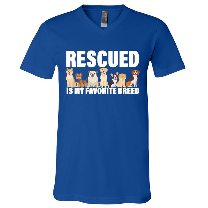 Rescued Is My Favorite Breed V-Neck T-Shirt