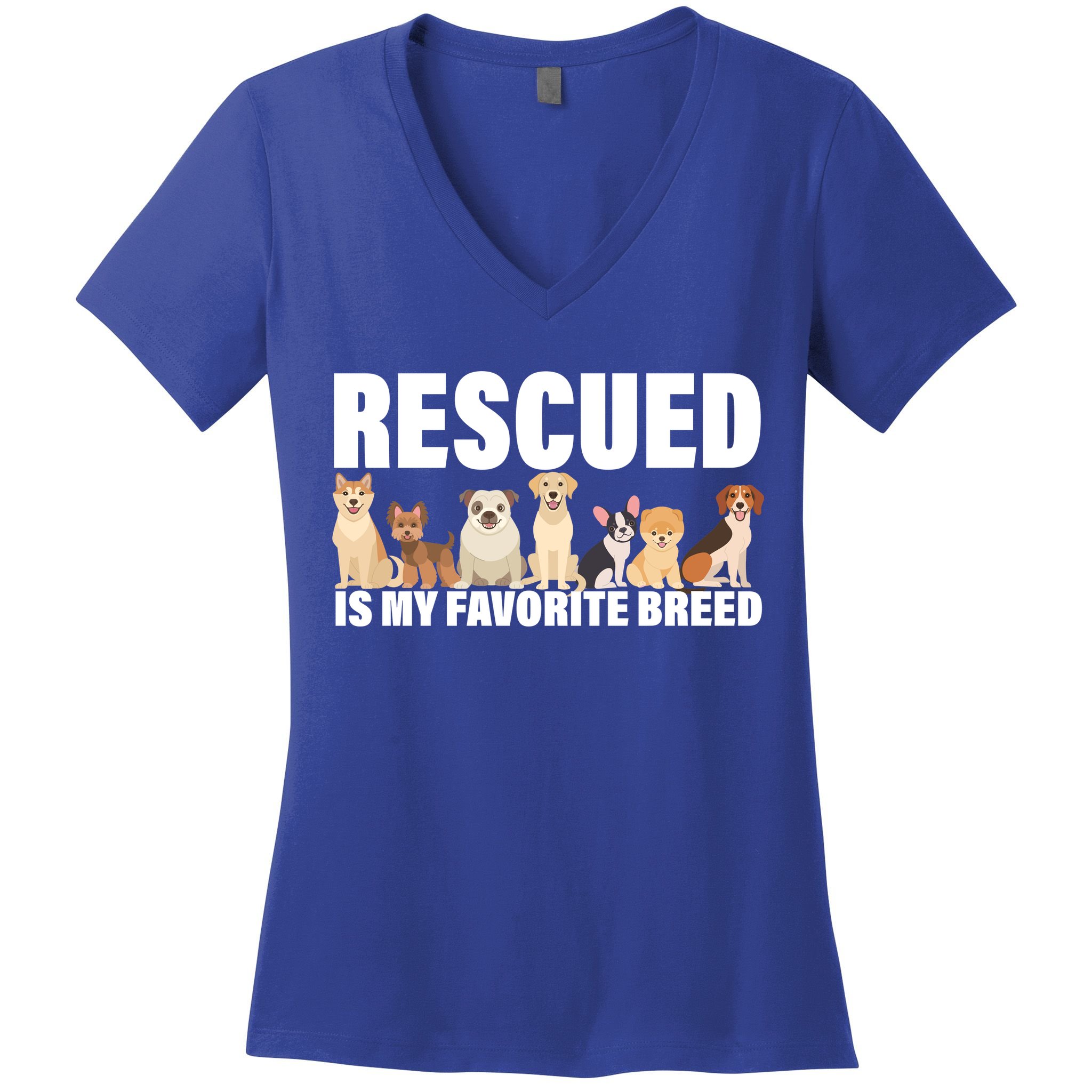 Rescued Is My Favorite Breed Women's V-Neck T-Shirt