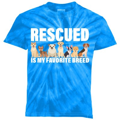 Rescued Is My Favorite Breed Kids Tie-Dye T-Shirt