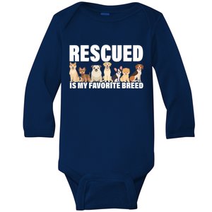 Rescued Is My Favorite Breed Baby Long Sleeve Bodysuit