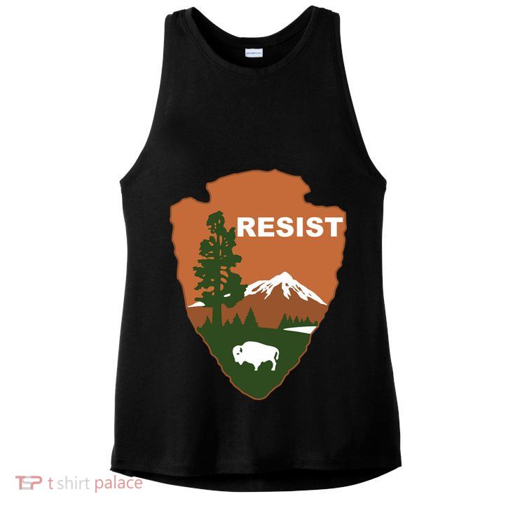Resist. Earth DayNational Park Rangers Spoof Logo Ladies PosiCharge Tri-Blend Wicking Tank