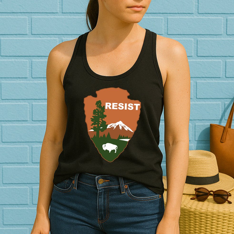 Resist. Earth DayNational Park Rangers Spoof Logo Womens Tank Top