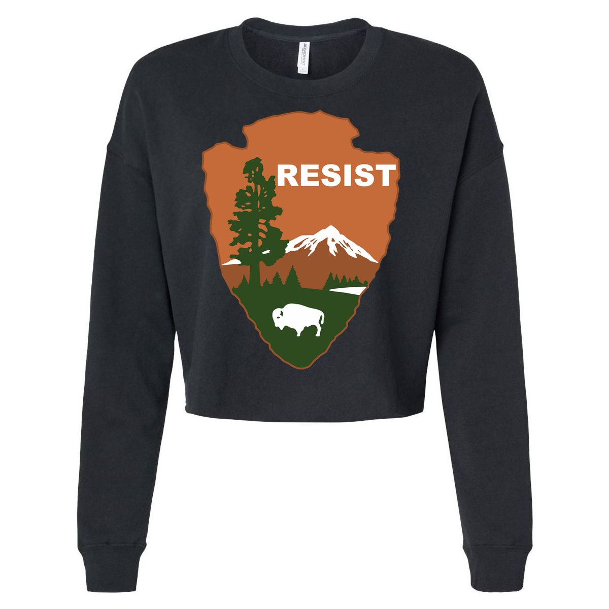 Resist. Earth DayNational Park Rangers Spoof Logo Cropped Pullover Crew