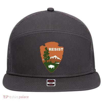 Resist. Earth DayNational Park Rangers Spoof Logo 7 Panel Mesh Trucker Snapback Hat