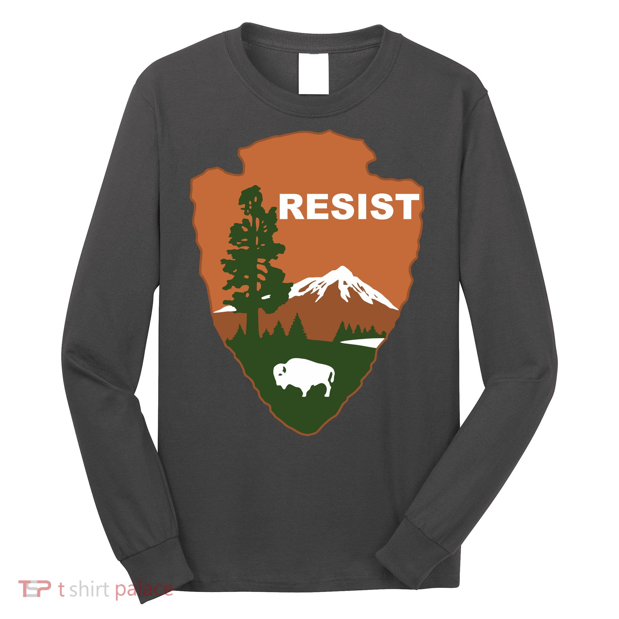 Resist. Earth DayNational Park Rangers Spoof Logo Long Sleeve Shirt