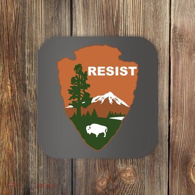 Resist. Earth DayNational Park Rangers Spoof Logo Coaster
