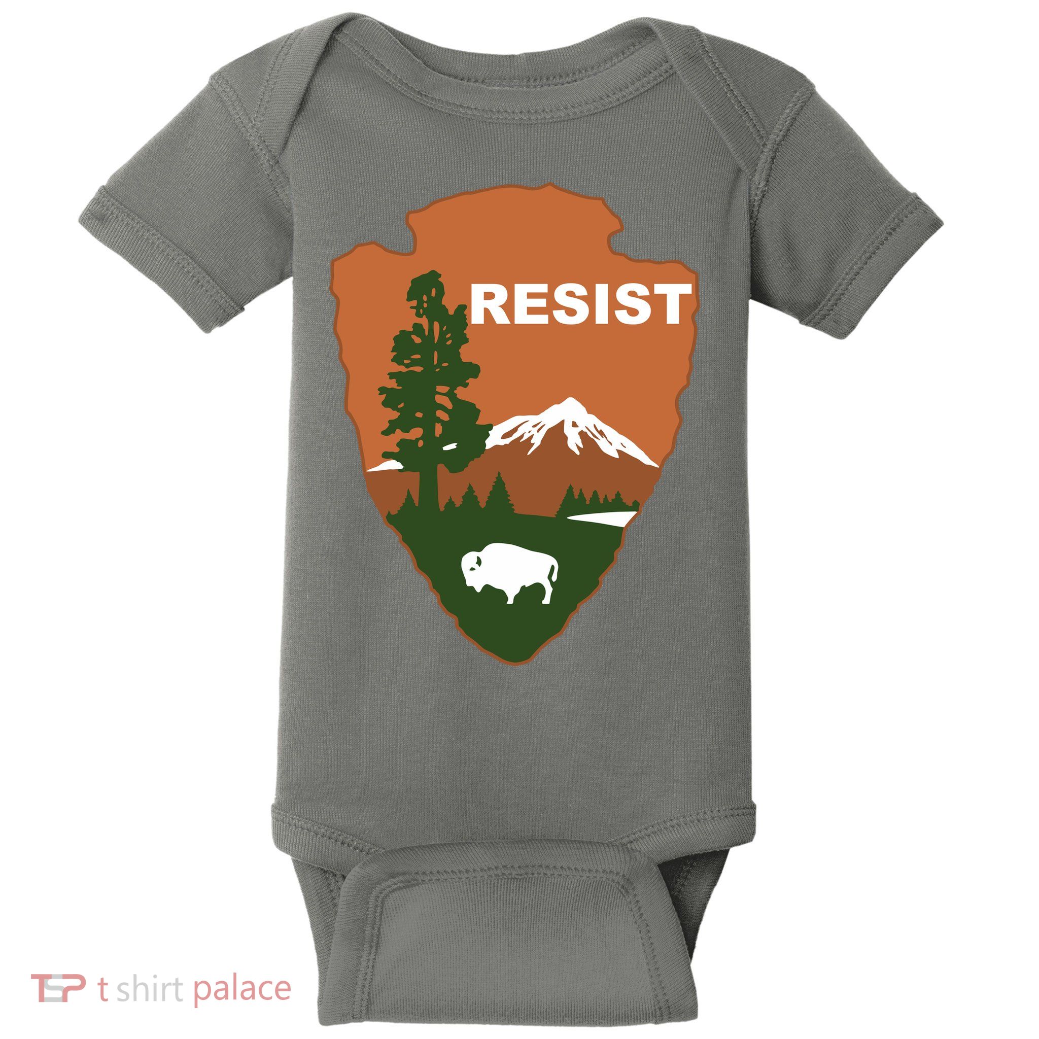 Resist. Earth DayNational Park Rangers Spoof Logo Baby Bodysuit