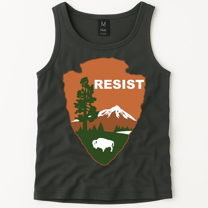 Resist. Earth DayNational Park Rangers Spoof Logo Tank Top