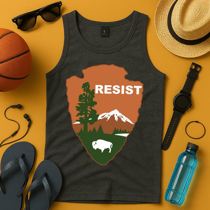 Resist. Earth DayNational Park Rangers Spoof Logo Tank Top