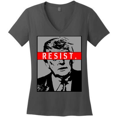 Resist. President Donald Trump Anti Trump The Resistance Women's V-Neck T-Shirt