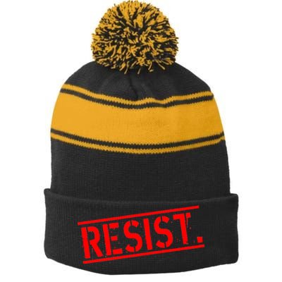 Resist. Vintage Army Stamp Anti Trump Resistance Stripe Pom Pom Beanie