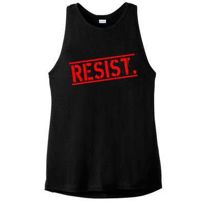 Resist. Vintage Army Stamp Anti Trump Resistance Ladies PosiCharge Tri-Blend Wicking Tank