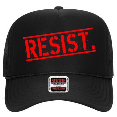 Resist. Vintage Army Stamp Anti Trump Resistance High Crown Mesh Back Trucker Hat