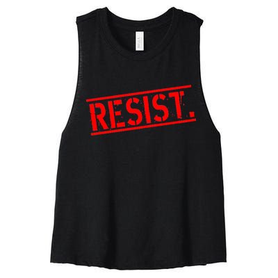 Resist. Vintage Army Stamp Anti Trump Resistance Women's Racerback Cropped Tank