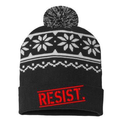 Resist. Vintage Army Stamp Anti Trump Resistance USA-Made Snowflake Beanie