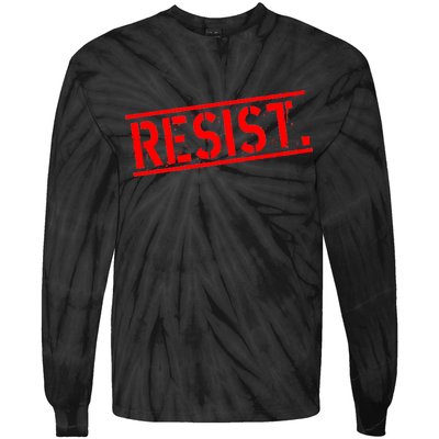 Resist. Vintage Army Stamp Anti Trump Resistance Tie-Dye Long Sleeve Shirt