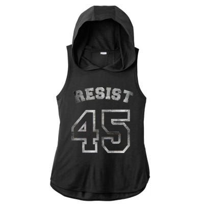 Resist 45 Stone Logo Anti Trump Resistance Ladies PosiCharge Tri-Blend Wicking Draft Hoodie Tank