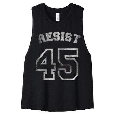 Resist 45 Stone Logo Anti Trump Resistance Women's Racerback Cropped Tank