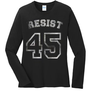 Resist 45 Stone Logo Anti Trump Resistance Ladies Long Sleeve Shirt