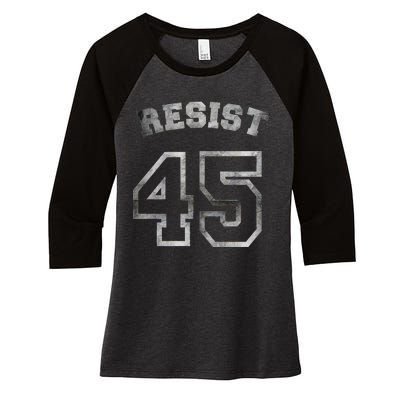 Resist 45 Stone Logo Anti Trump Resistance Women's Tri-Blend 3/4-Sleeve Raglan Shirt