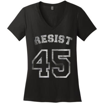 Resist 45 Stone Logo Anti Trump Resistance Women's V-Neck T-Shirt