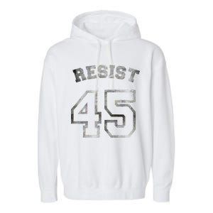 Resist 45 Stone Logo Anti Trump Resistance Garment-Dyed Fleece Hoodie