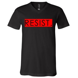 Resist Campaign Red Box Logo Anti-Trump V-Neck T-Shirt